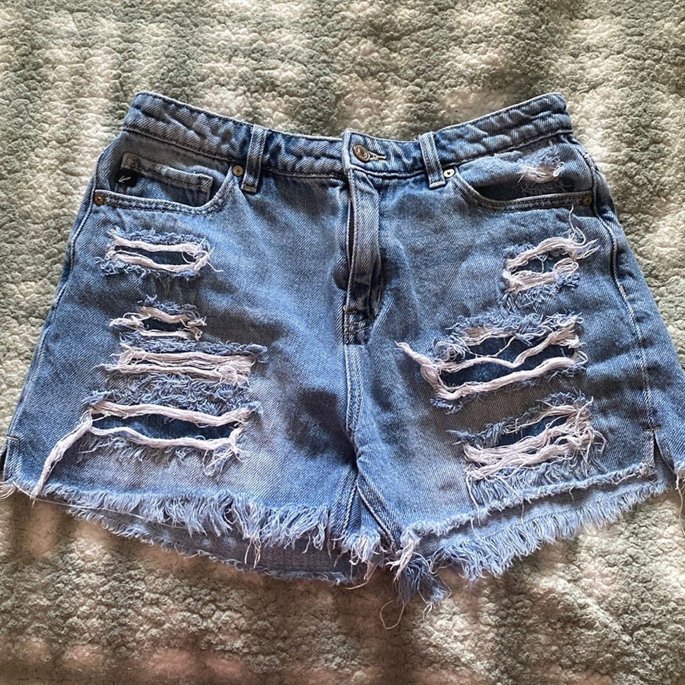 High waisted denim shorts